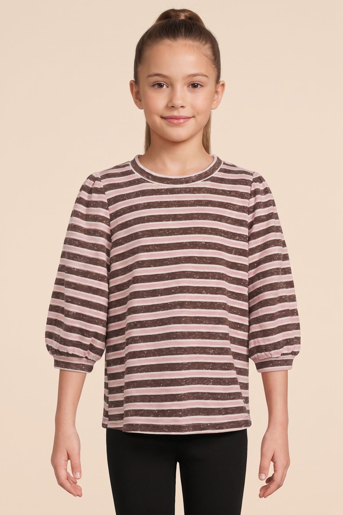 Youth Girls Textured Puff Sleeve Top