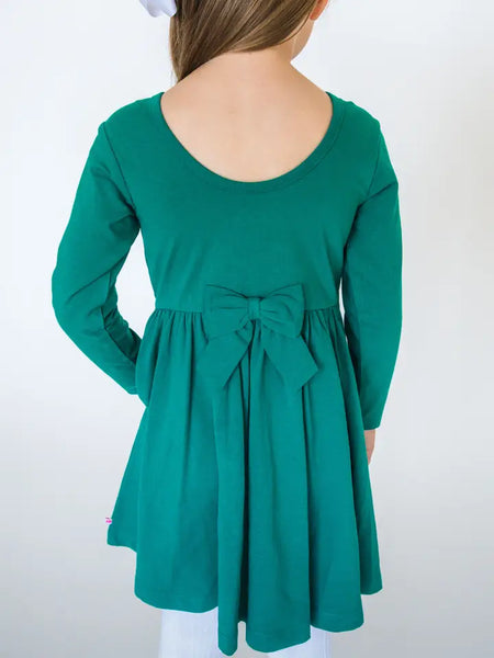 Youth Girls Green Knit Long Sleeve Dress