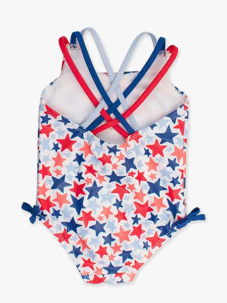 Girls Star-Spangled Cross Back Swimsuit