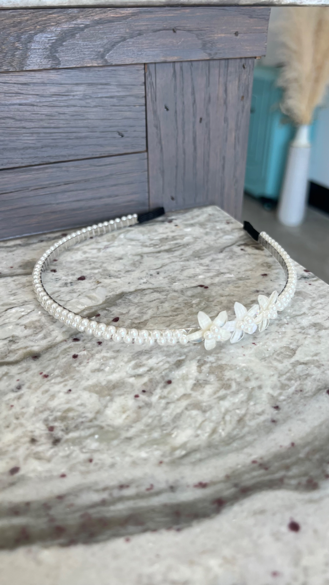 Beaded Headband With Flower Accent