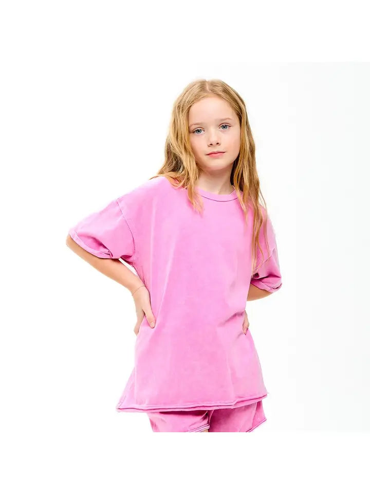 Youth Girls Raw Edge Mineral Washed T-Shirt