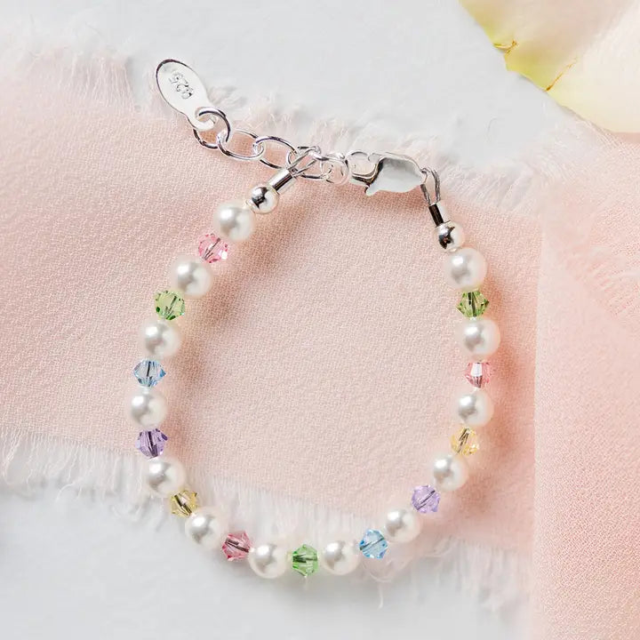 Sterling Silver Multi Crystal Pearl Baby & Kids Bracelet
