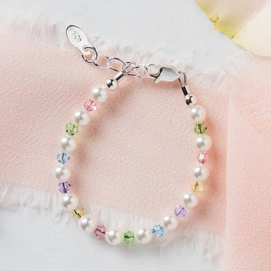 Sterling Silver Multi Crystal Pearl Baby & Kids Bracelet