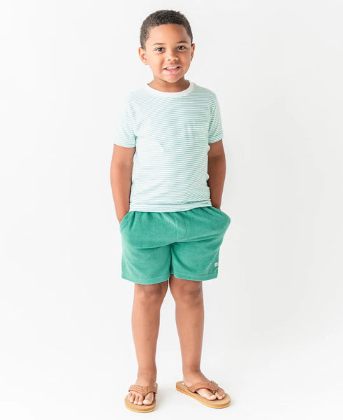 Ocean Teal Terry Knit Casual Shorts