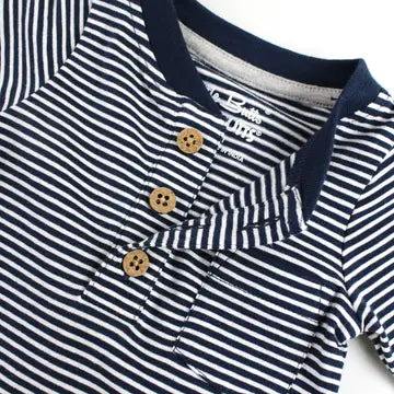 Baby Boys Stripe Knit Henley Romper