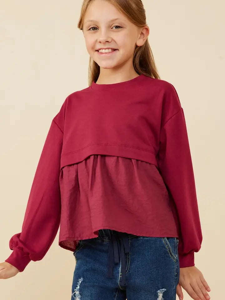 Youth Girls French Terry Knit Long Sleeve Top