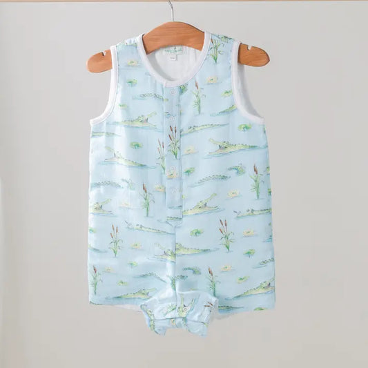 Infant Boy Organic Muslin Shortall - Gator