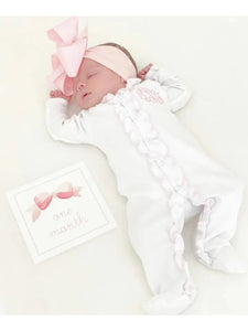 Infant Girls Double Ruffle Footie