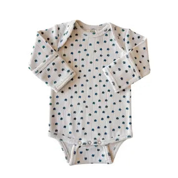 Baby Girls Blue Flower Long Sleeve Bodysuit