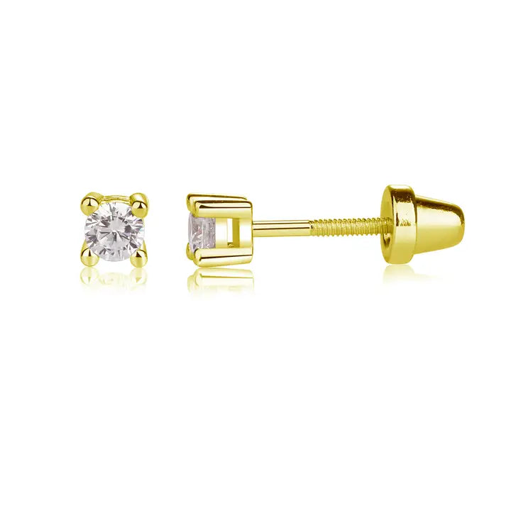 14K Gold Clear Cz Earrings