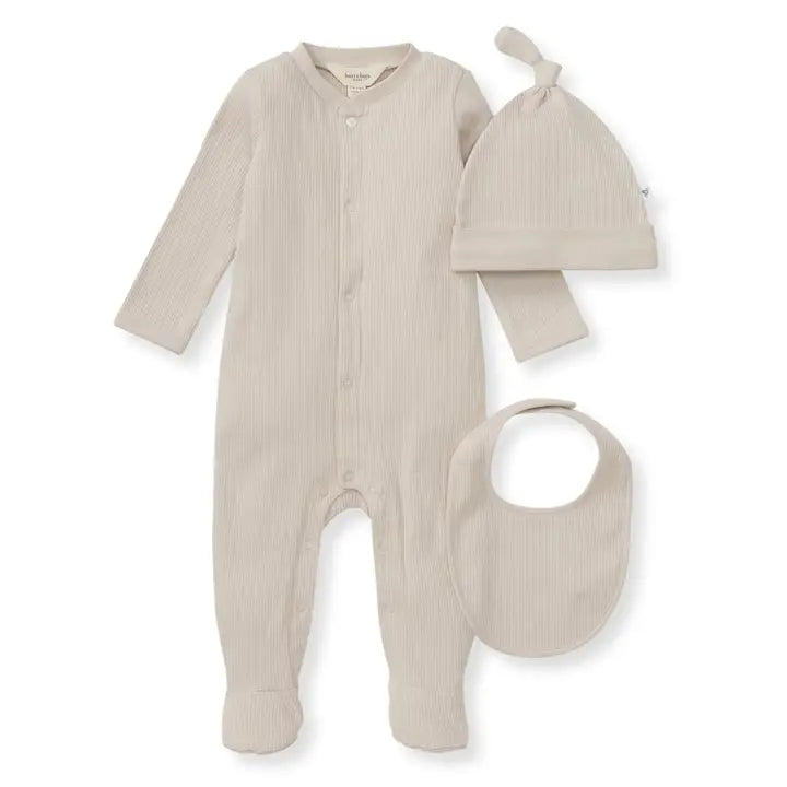 Infant Organic Cotton Jumpsuit - Bib & Hat 3 Piece Set