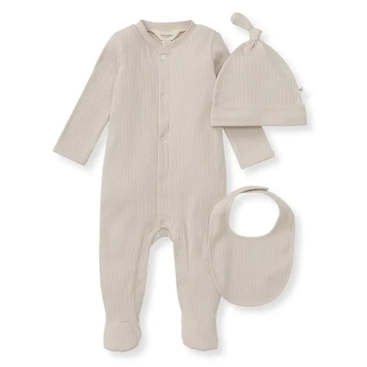 Infant Organic Cotton Jumpsuit - Bib & Hat 3 Piece Set