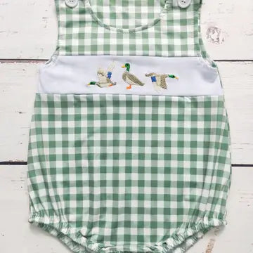 Infant Boy Checkered Duck Romper