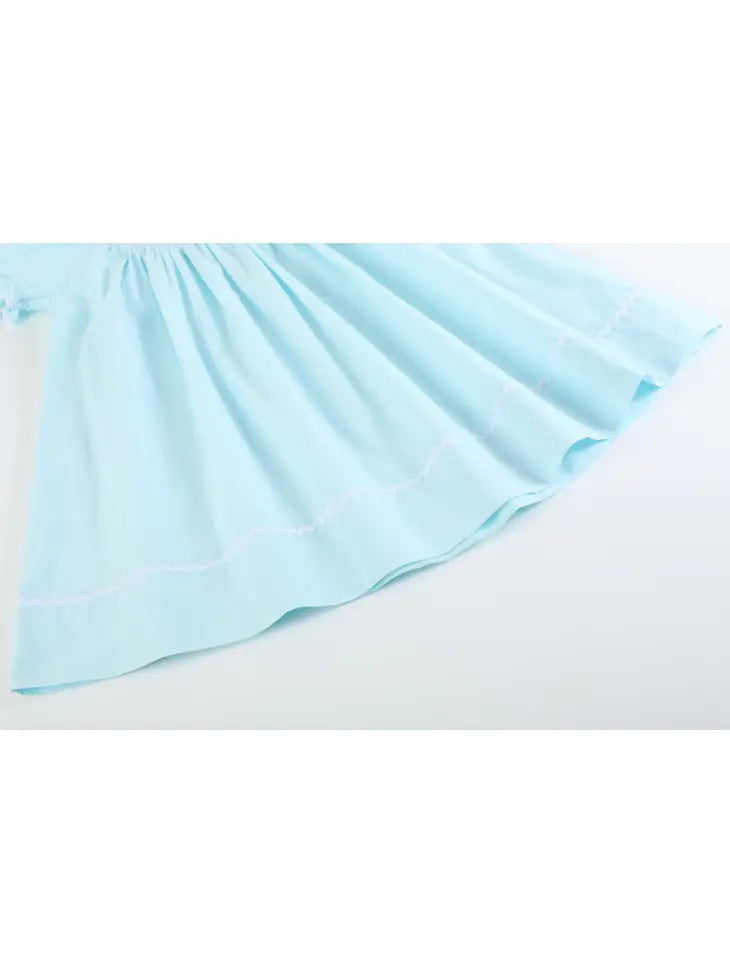 Light Blue Daisy Smocked Bishop Dress