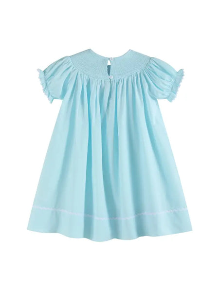Light Blue Daisy Smocked Bishop Dress