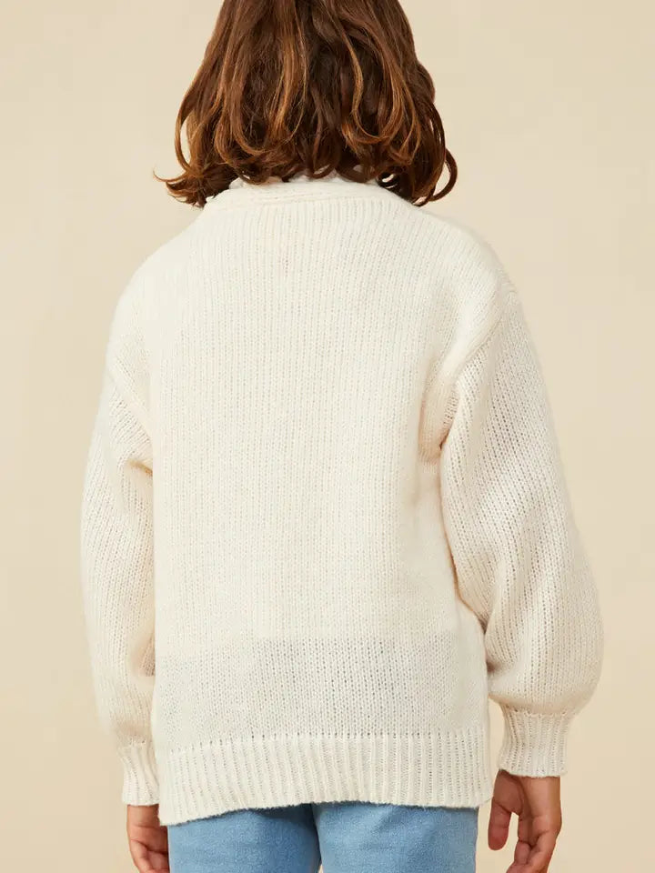 Youth Girls Lace Frilled Buttoned Sweater Cardigan