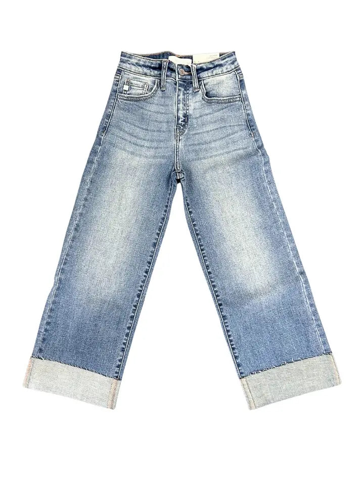 KanCan Youth Open Pack High Rise Crop Wide Leg Jeans