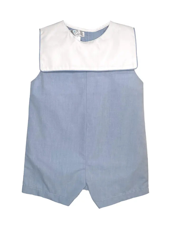 Infant Boy Romper with Square Collar