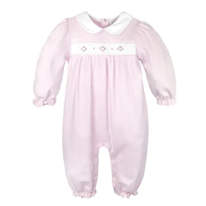 Infant Girls Smocked Flower Knit Longall