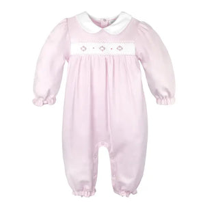 Infant Girls Smocked Flower Knit Longall