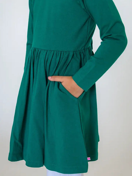 Youth Girls Green Knit Long Sleeve Dress
