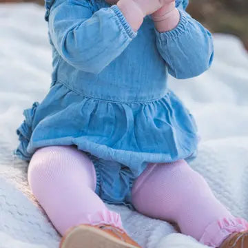 Baby Girls Light Wash Denim Bubble Romper
