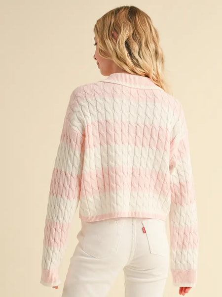 Tween Girls Polo Cable Knit Sweater