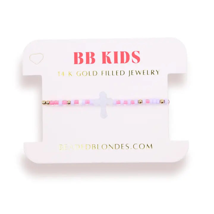 Beaded Blonde - Kids Colored Cross Bracelet