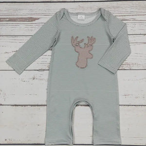 Baby Boys Stripe Romper with Deer Print