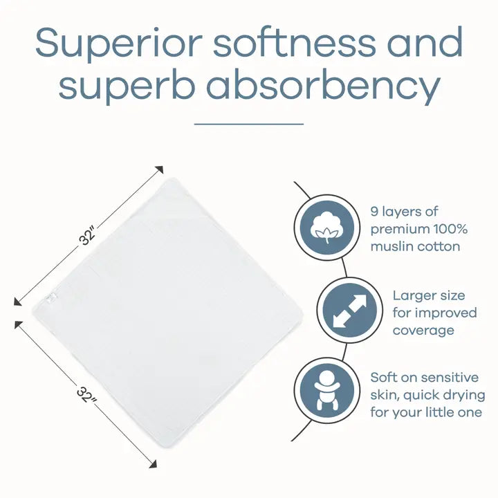 Comfy Cubs Hooded 9 Layer Muslin Cotton Towel (Set Of 2)