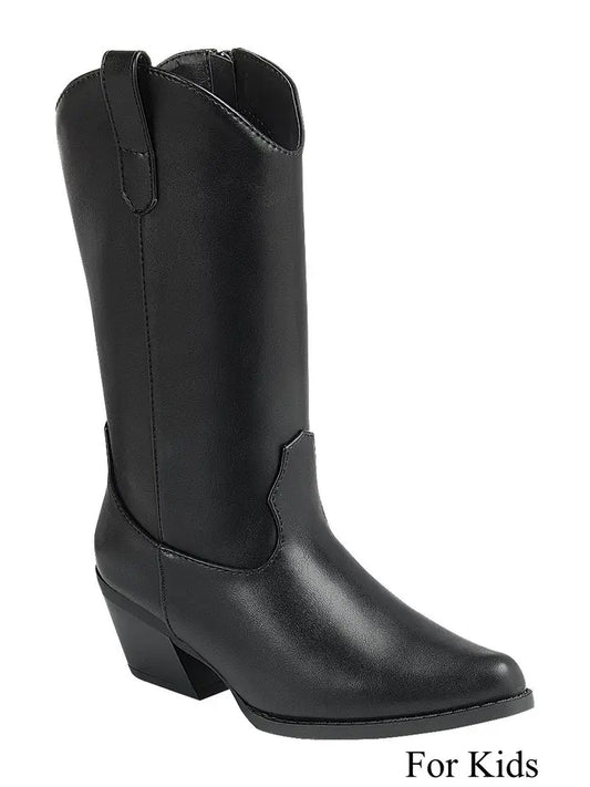 Youth Girls Chunky Heel Knee High Boots