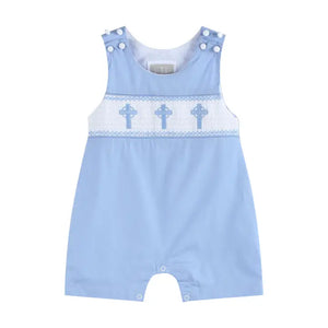 Baby Boys Smocked Crosses Romper