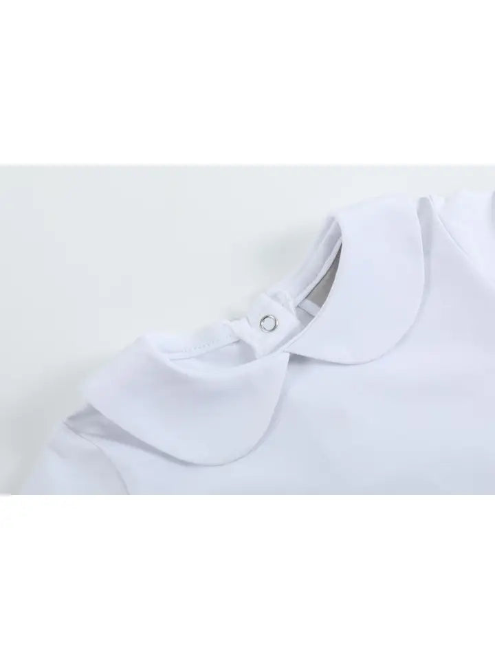 White Collar Baby Romper Short Sleeve