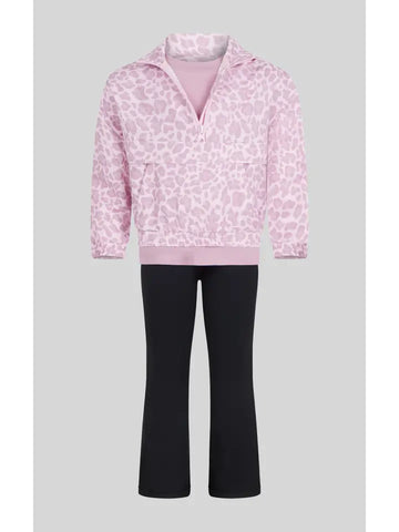 Toddler Girls Half Zip Windbreaker, Tee, Flare Pants Set