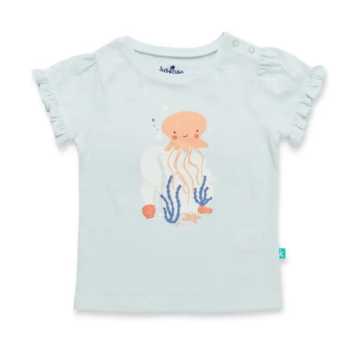 Infant Girls Jellyfish Blushnet Ruffle Sleeve Top