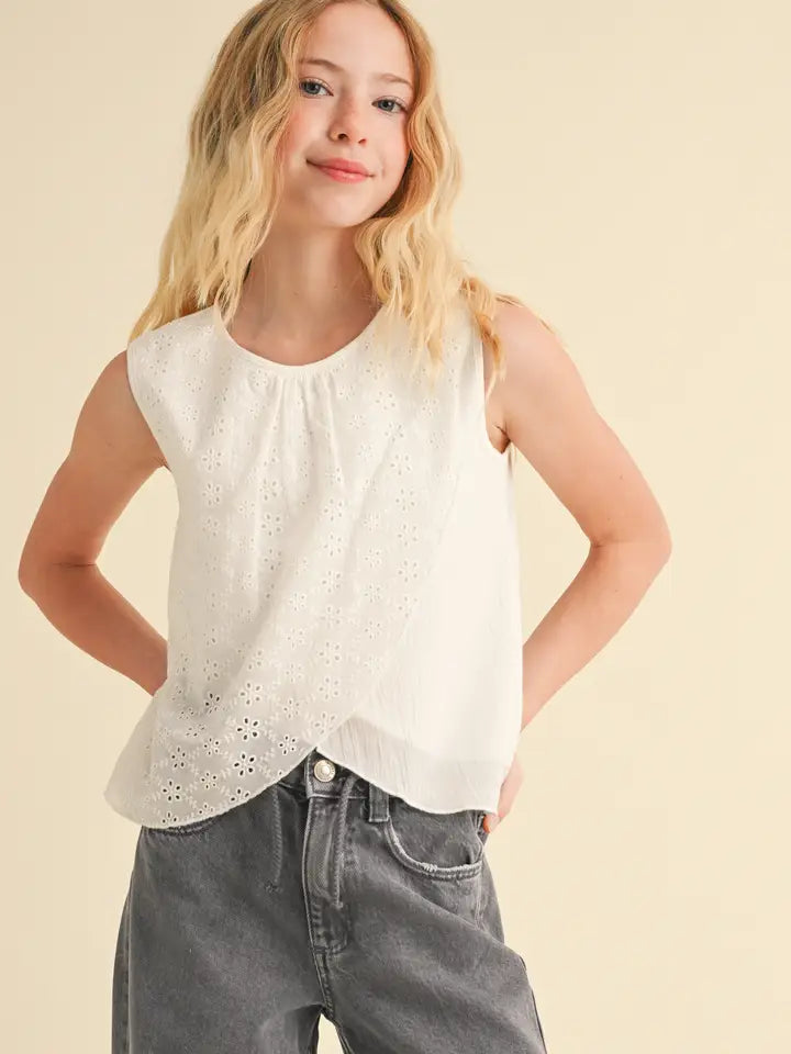 Youth Girls Sleeveless Tulip Top