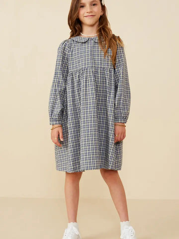 Youth Girls Peter Pan Collar Plaid Dress
