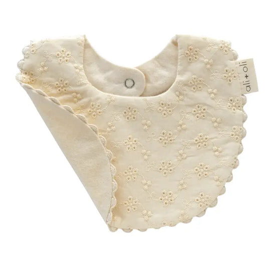 Cotton Double Sided Baby Bib (Eyelet Flowers)