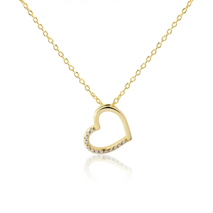 14K Gold-Plated Floating Heart Necklace For Kids