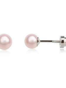 Sterling Silver Screw-Back Pearl Earrings for Children