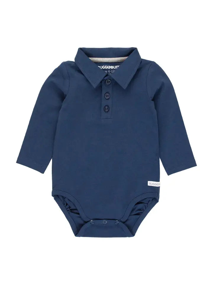 Infant Boys Dark Navy Knit Polo Bodysuit