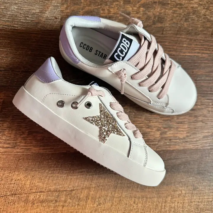 Gold Glitter Star Purple/Pink Sneaker