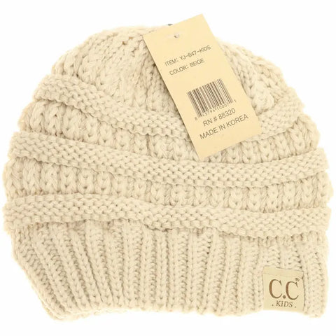 C.C. Solid Ribbed Beanie (Kids)