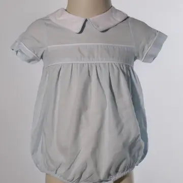Infant Boy Bubble Romper with White Peter Pan Collar