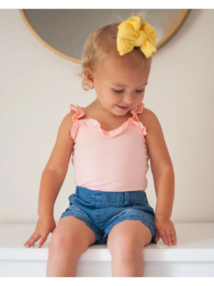 Lylah Ruffle Tank Leotard - Oyster Pink