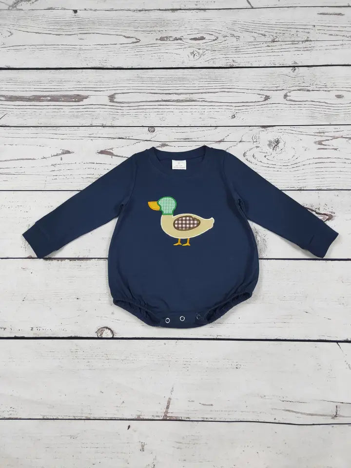 Baby Boy Duck Appliqué Bubble Romper