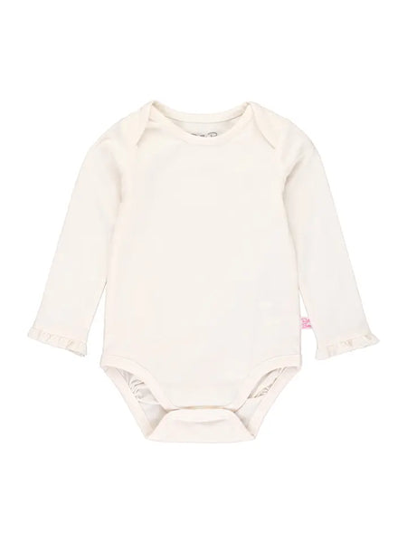 Infant Girls Ivory Knit Long Sleeve Ruffle Bodysuit