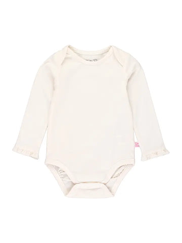 Infant Girls Ivory Knit Long Sleeve Ruffle Bodysuit