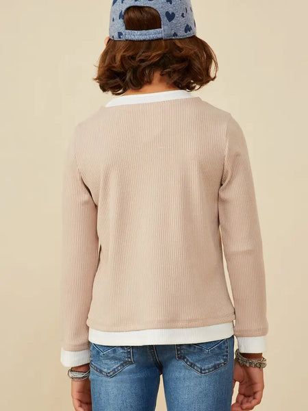 Youth Girls Layered Look Ribbed Knit Top