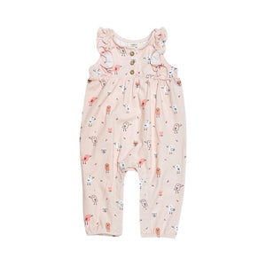 Infant Birds Ruffle & Button Jumpsuit + Headband